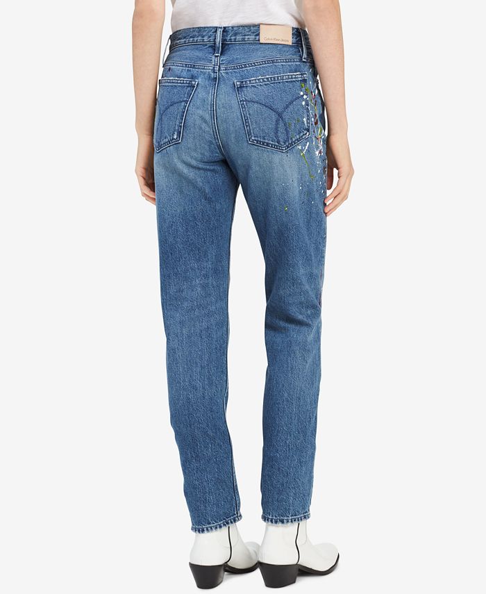 Calvin Klein Jeans Cotton Paint Splatter Straight-Leg Jeans - Macy's