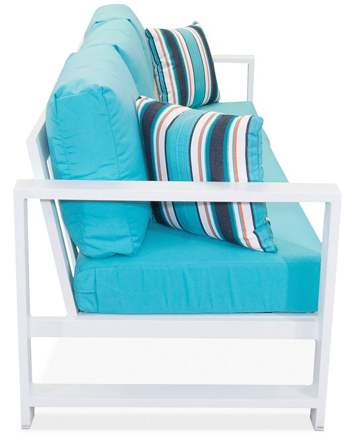 Furniture CLOSEOUT! Aruba Blue Aluminum Outdoor Sofa with Sunbrella