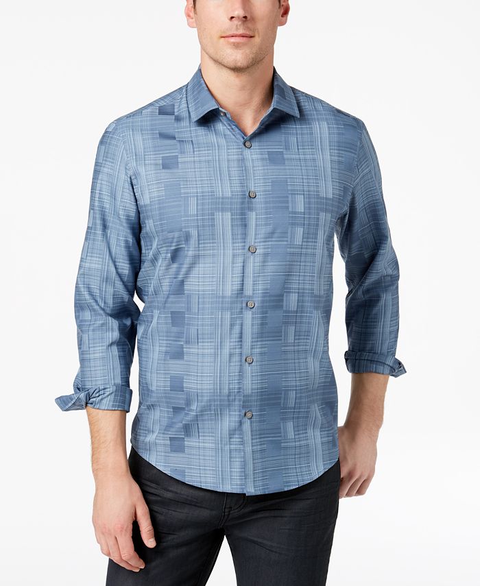 Alfani Men's Textured Button-Up Shirt - Short Sleeve Regular Fit For Casual Or Office Wear - View #6