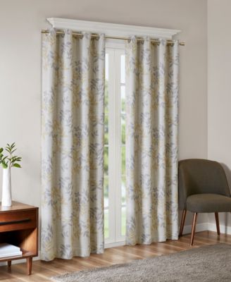 Julie Botanical Blackout Curtain Panel for Bedroom, Grommet Top Single Curtain for Living Room, Width 50 length 95 inches, Yellow Window Panel