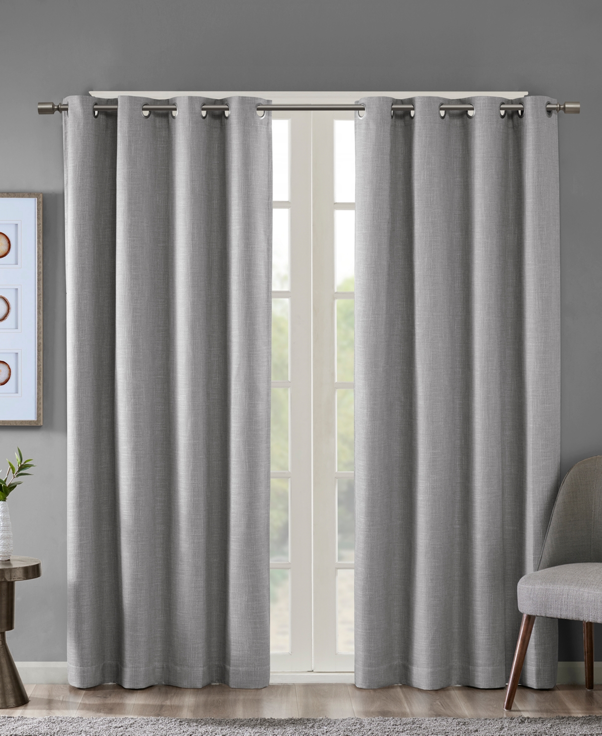 SunSmart Maya Heathered Blackout Curtain 1 Panel for bedroom, Grommet top fit up to 1.25 inches rod Single Curtain Panel for Living Room, Width 50 len