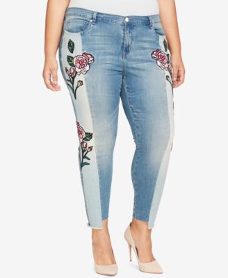 plus size embroidered jeans