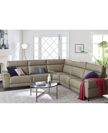 Furniture CLOSEOUT Raymere 4 Pc. Leather Sectional Sofa With 2