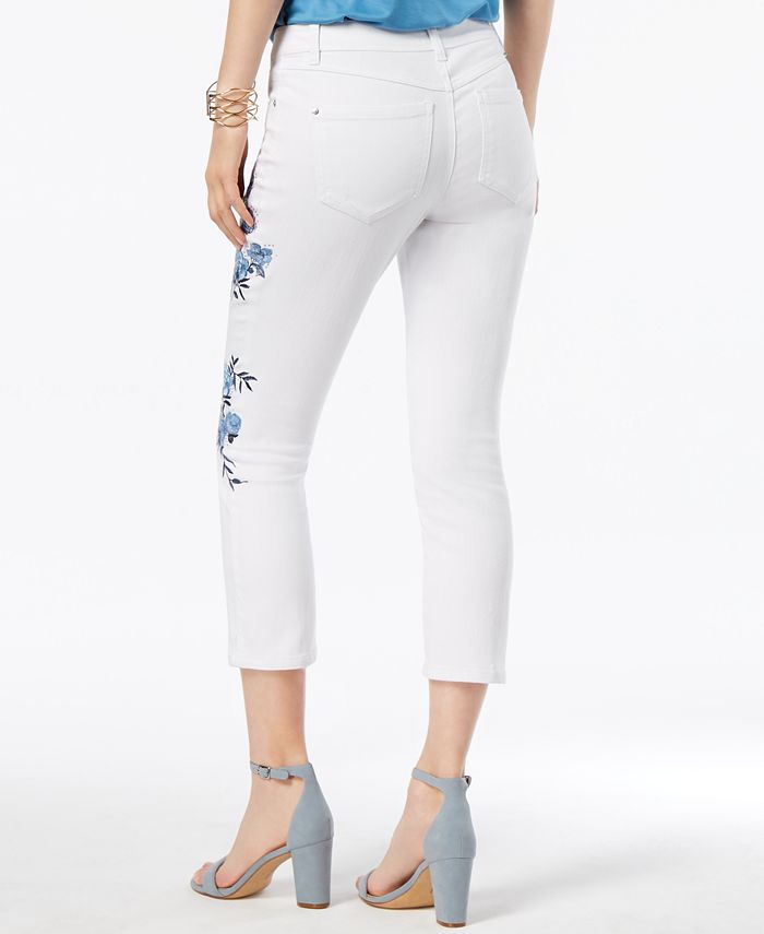 INC International Concepts I.N.C. FloralEmbroidered Cropped Jeans