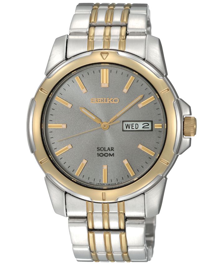 Seiko Watch, Men's Solar Two Tone Stainless Steel Bracelet 39mm SNE098 &  Reviews - All Watches - Jewelry & Watches - Macy's