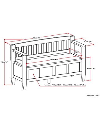 Simpli Home - Winslow Bench, Quick Ship