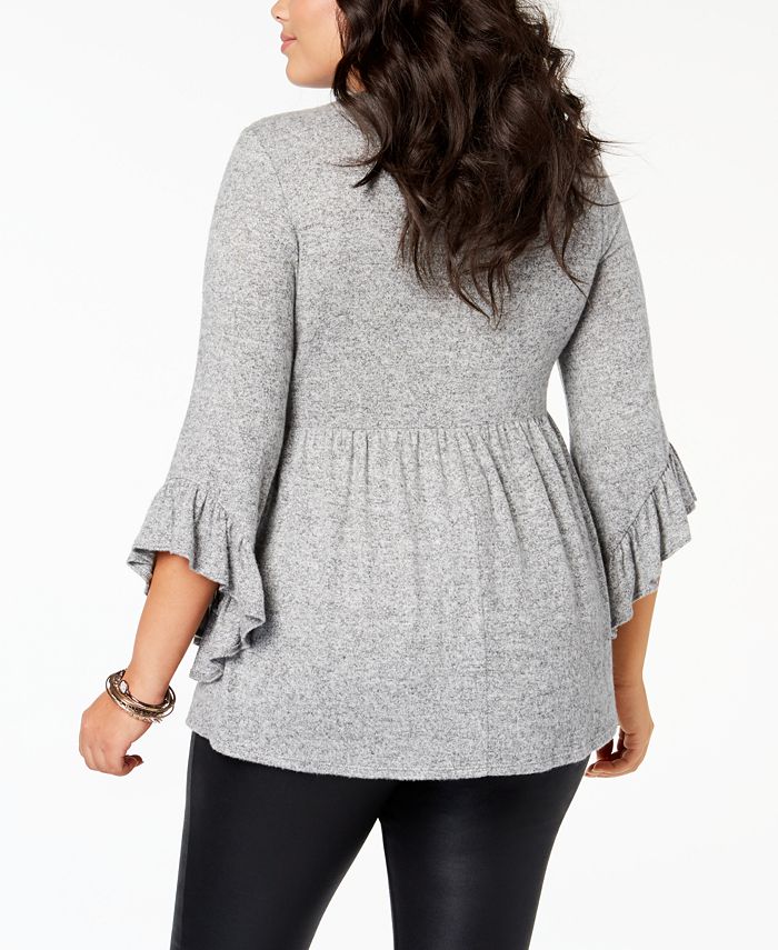 Soprano Trendy Plus Size LaceUp Babydoll Sweater Macy's