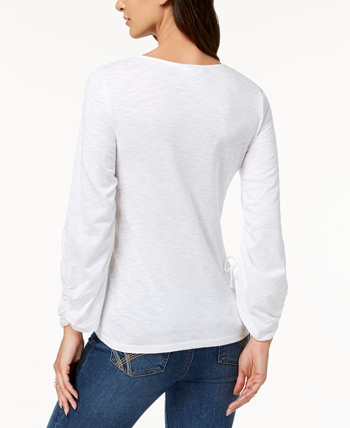 Style & Co Petite Ruched-Sleeve Top, Created for Macy's & Reviews ...