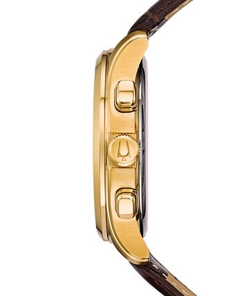 Bulova - Men's Chronograph Wilton Brown Leather Strap Watch 46.5mm