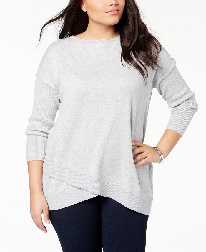 Style & Co Plus Size Asymmetrical-Hem Tunic Sweater, Created for Macy's ...