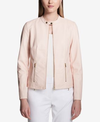 calvin klein women's faux leather jacket