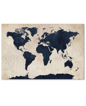Trademark Global Michael Tompsett 'world Map -navy' Canvas Art In Multiple