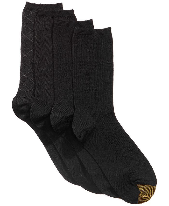 Gold Toe Women's 4-Pack Casual Textured Crew Socks, Created For Macys ...