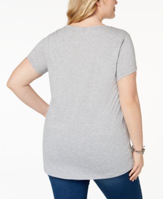 Michael Kors Plus Size Studded Peace Logo-Print T-Shirt