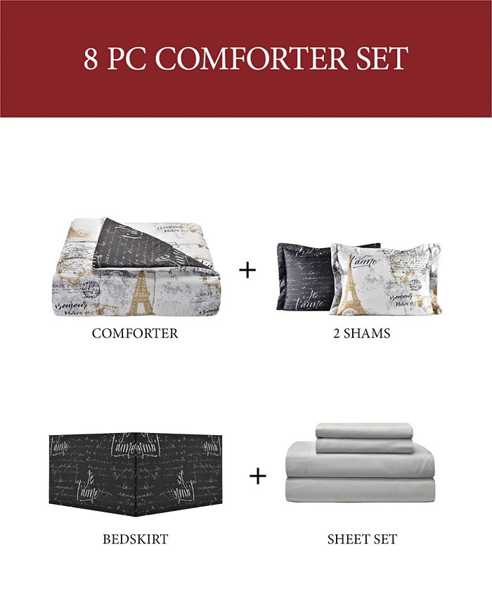 Fairfield Square Collection Paris Gold 8Pc. Reversible King Comforter