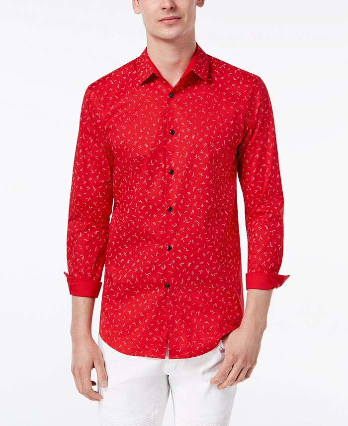 INC International Concepts I.N.C. Men's Stretch WheatPrint Shirt