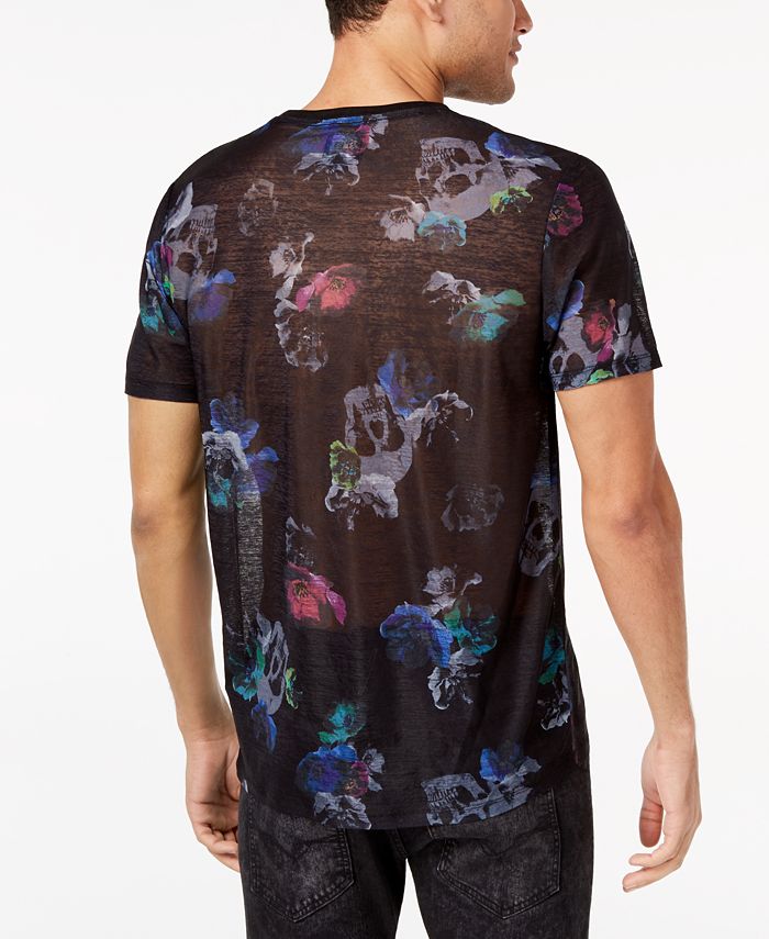 GUESS Men's Wynn Floral Skull-Print T-Shirt - Macy's