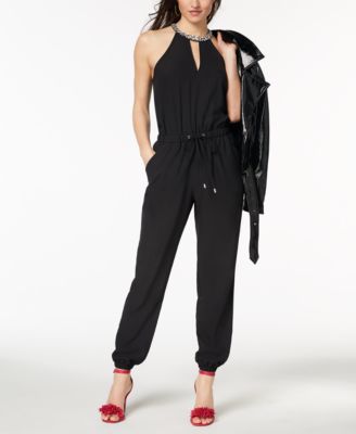 XOXO - Juniors' Embellished Drawstring Jumpsuit