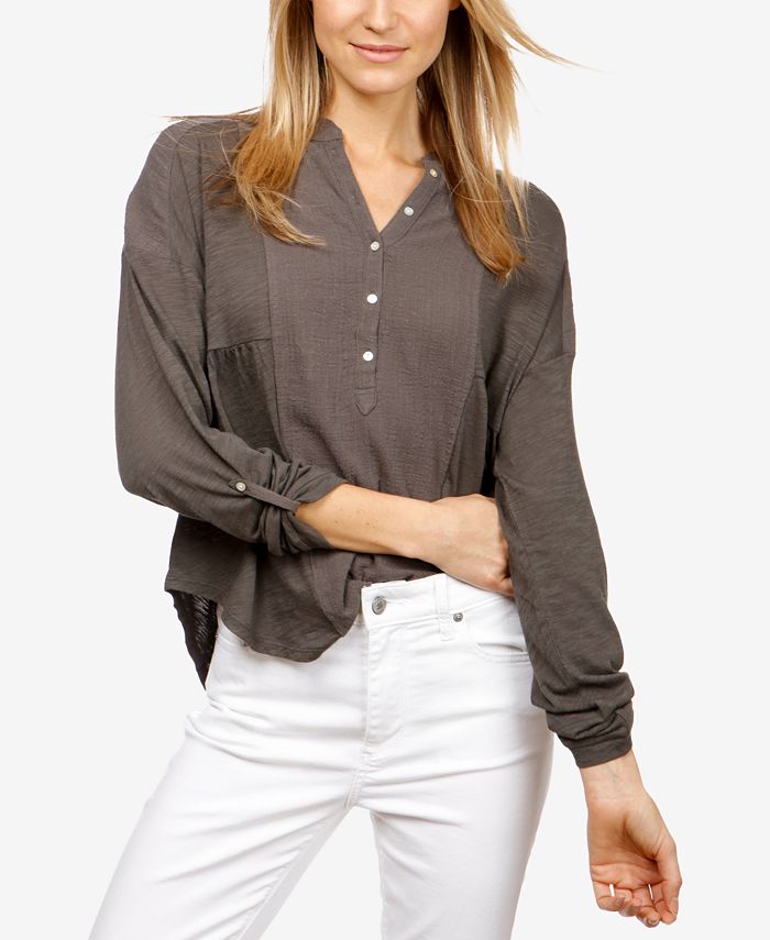 Lucky Brand MixedMedia Henley Top Macy's