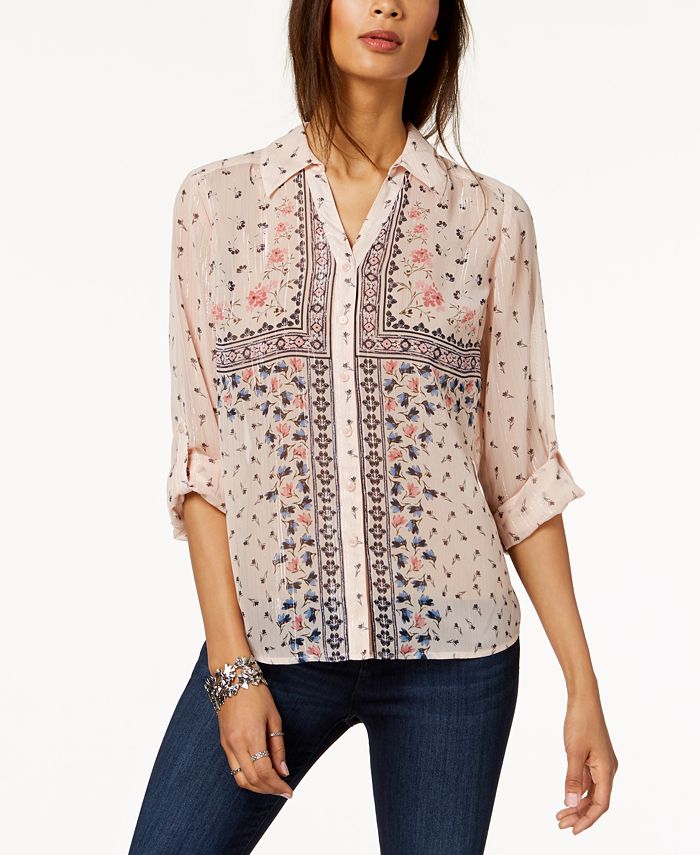 Style & Co Printed Utility Shirt, Created for Macy's - Macy's