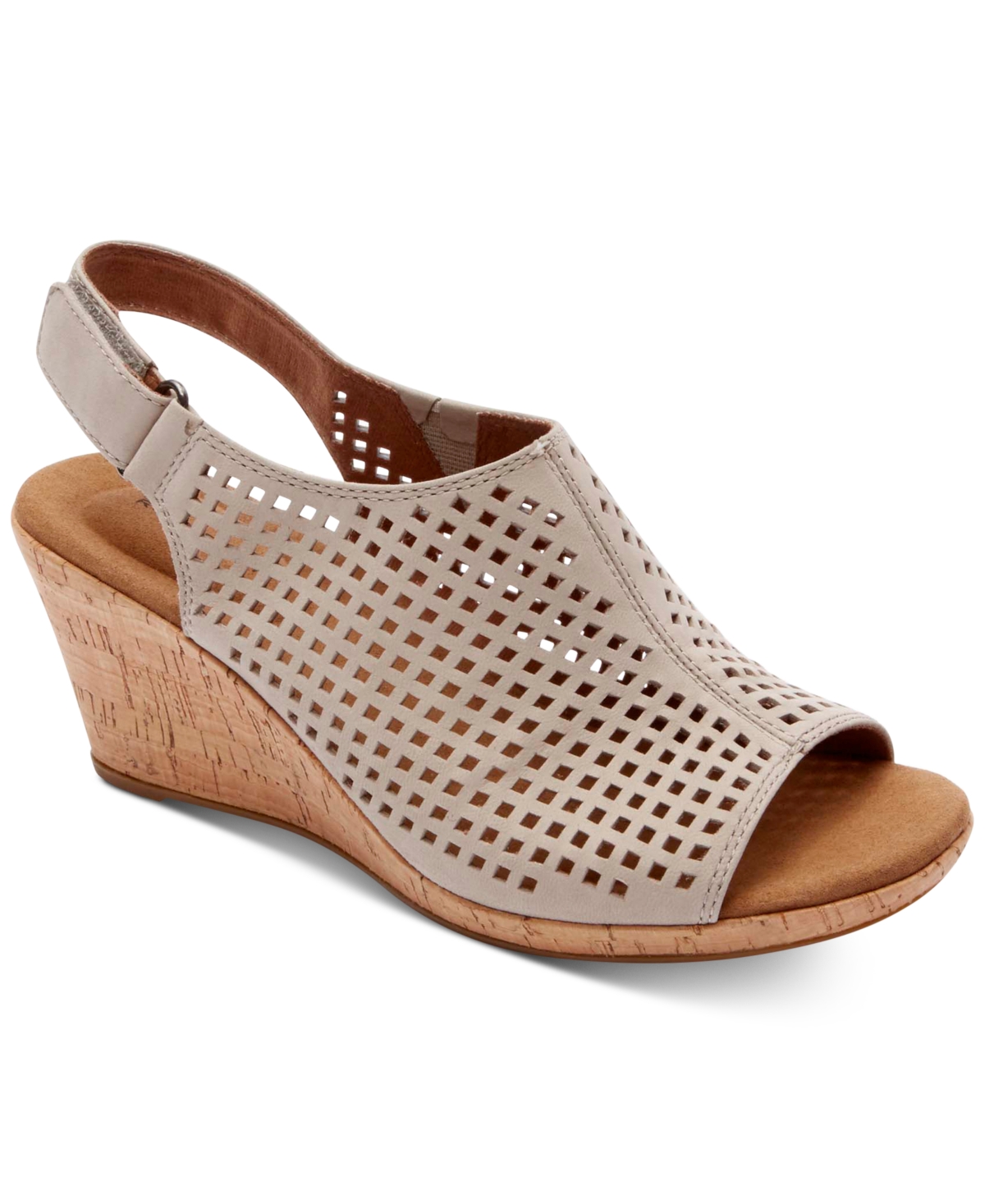 Shop Rockport Women's Briah Perf Sling Wedge Sandals In Taupe