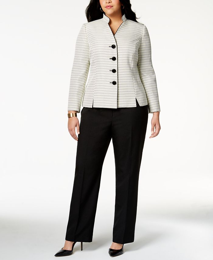 Le Suit Plus Size Tweed-Blazer Pantsuit & Reviews - Wear to Work ...
