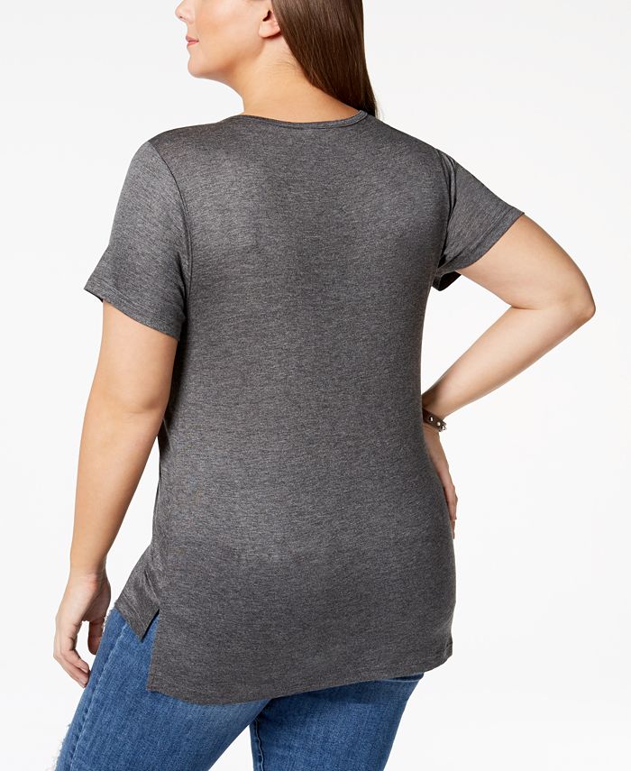 ABASIX Plus Size Strappy V-Neck T-Shirt - Macy's