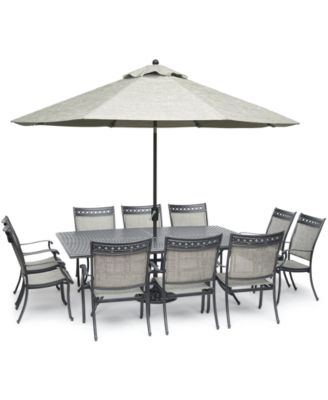 Vintage II Outdoor Cast Aluminum 11-Pc. Dining Set (84" x 60" Table & 10 Sling Dining Chairs), Created for Macy's