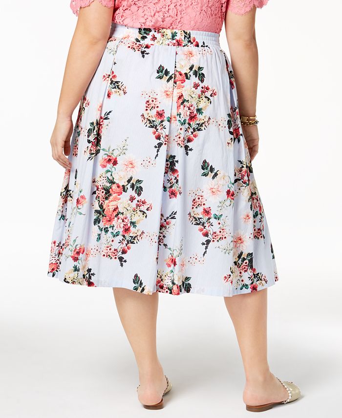 Tommy Hilfiger Plus Size Cotton Floral-Print Skirt, Created for Macy's ...