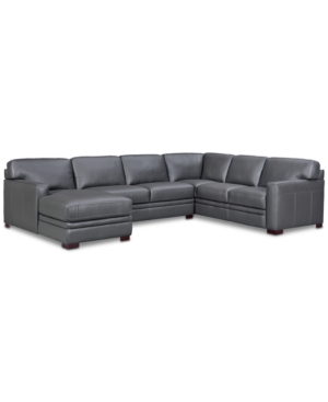 FURNITURE CLOSEOUT! AVENELL 137" 3-PC. LEATHER SECTIONAL WITH CHAISE, CREATED FOR MACY'S