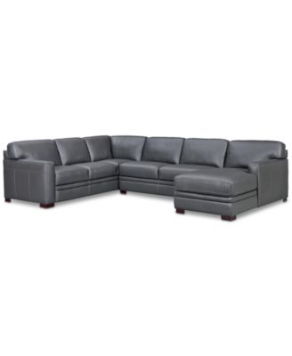 Furniture - Avenell 137" 3-Pc. Leather Sectional with Chaise, Created for Macy's