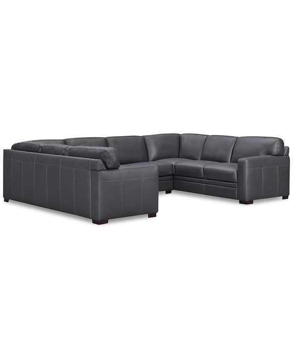 Furniture Avenell 3Pc. Leather Pit Sectional with Sofa & Loveseat