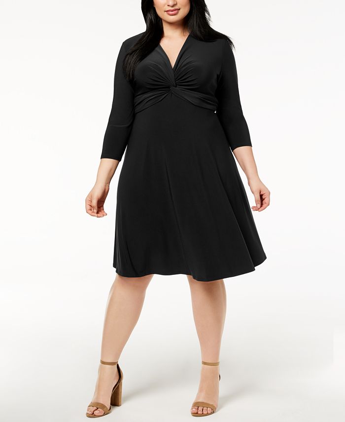 Anne Klein Plus Size Twist-Front Fit & Flare Dress - Macy's