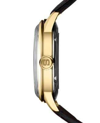 Men's Automatic Presage Brown Leather Strap Watch 40.5mm