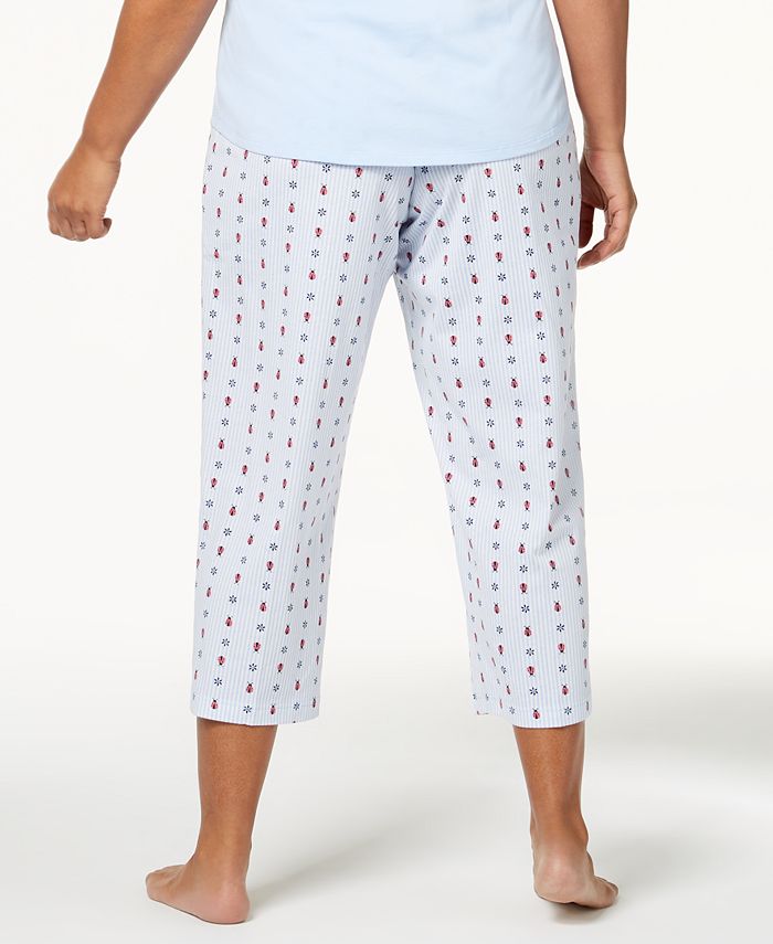 Charter Club Plus Size Cotton Printed Pajama Pants, Created for Macy's