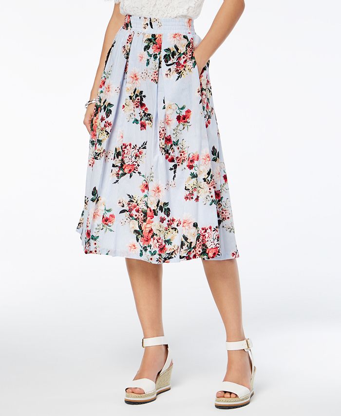 Tommy Hilfiger Pleated Mixed-Print Skirt, Created for Macy's - Macy's