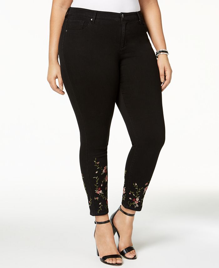 Style & Co Plus Size Embroidered Skinny Jeans, Created for Macy's ...