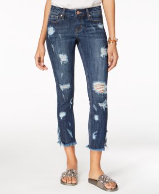 Blue Desire - Juniors' Distressed Cropped Skinny Jeans