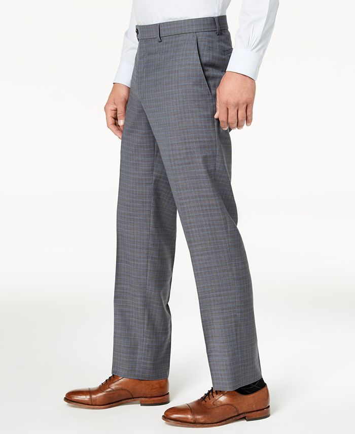 Michael Kors Men's Big & Tall Classic-Fit Light Gray/Blue Grid Suit ...