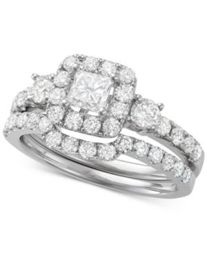 image of Diamond Princess Cut Halo Bridal Set (1-3/4 ct. t.w.) in 14k White Gold