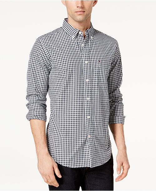 Tommy Hilfiger Men S Twain Classic Fit Stretch Check Shirt
