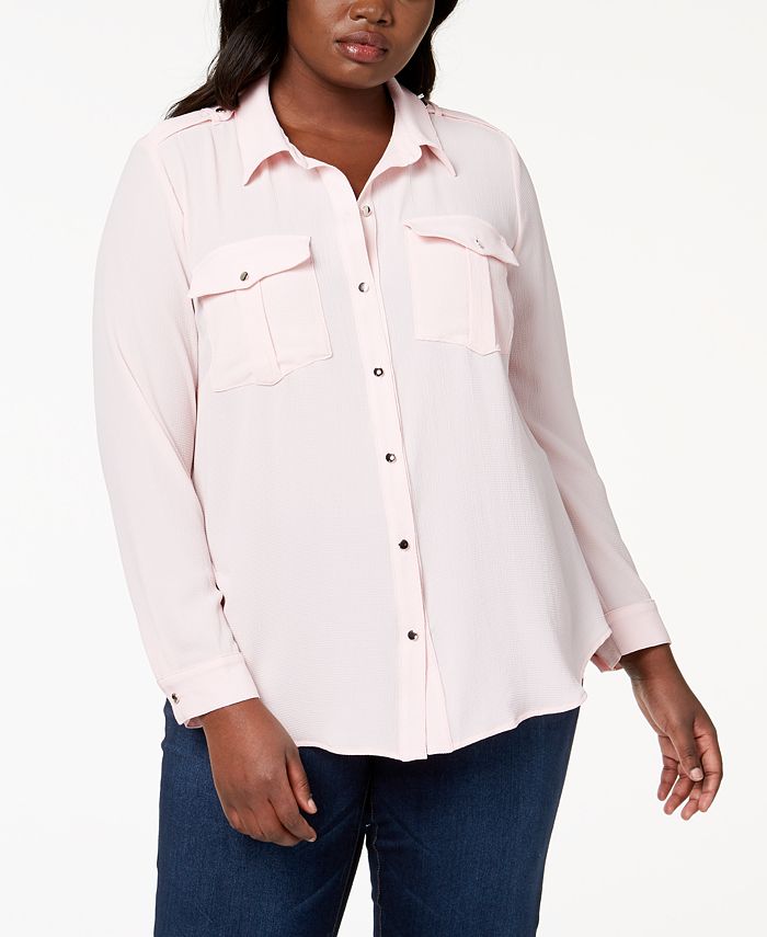 NY Collection Plus Size Utility Shirt Macy's