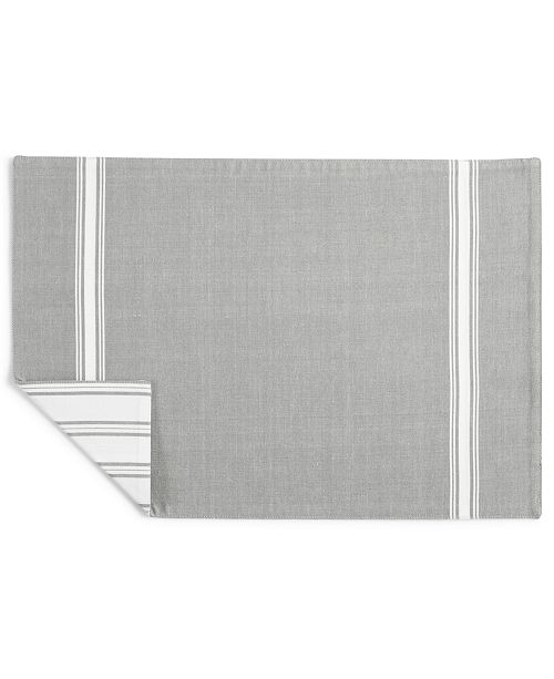 Martha Stewart Collection Striped Gray Cotton Placemat, Created for