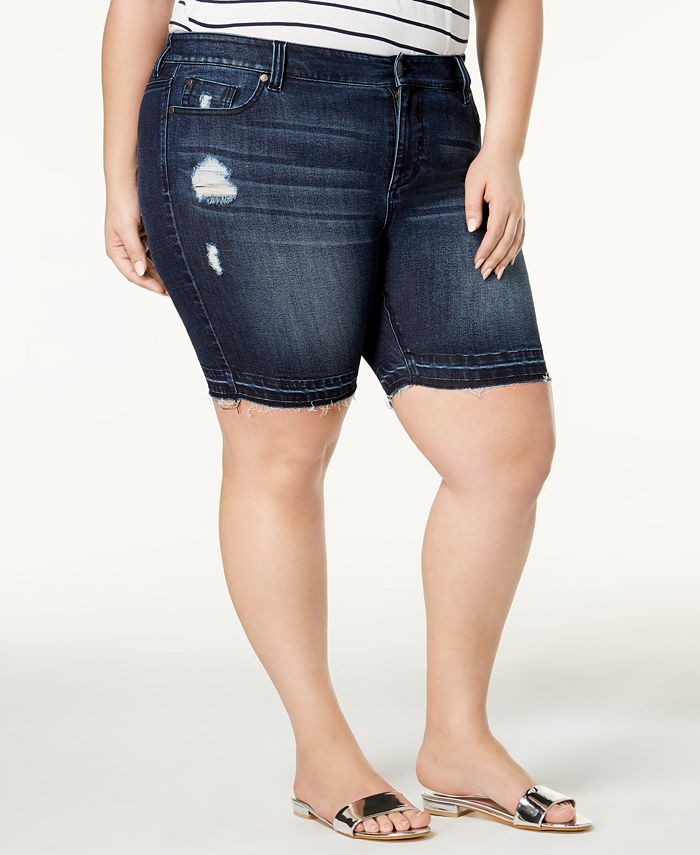 Plus size hotsell distressed bermuda shorts