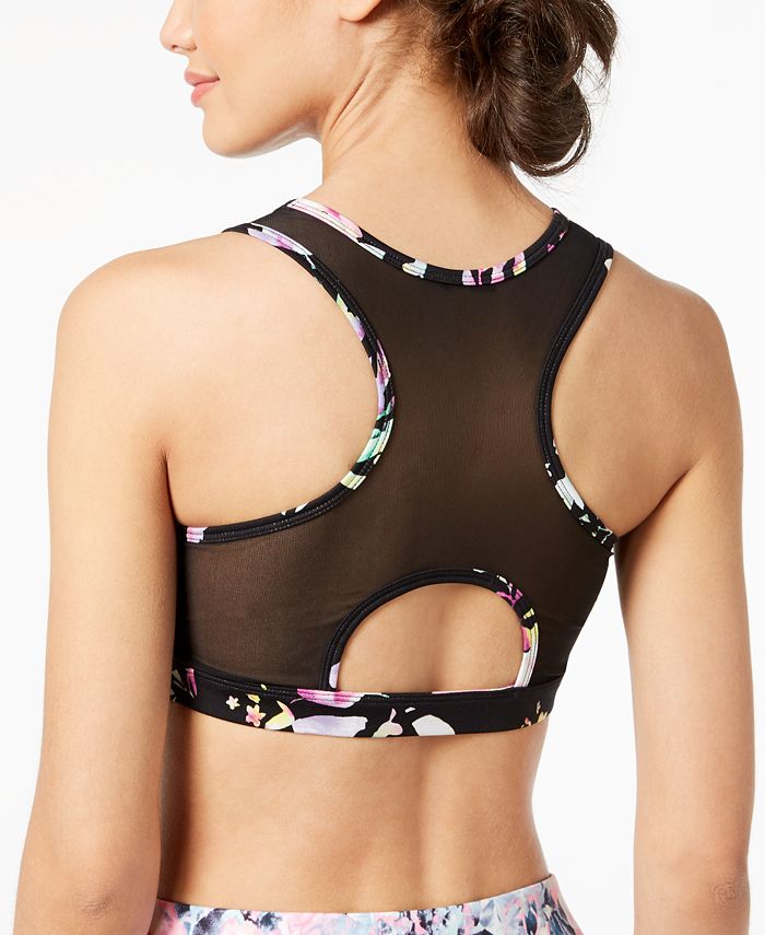Material Girl Active Juniors' Printed Mesh Sports Bra, Created for Macy