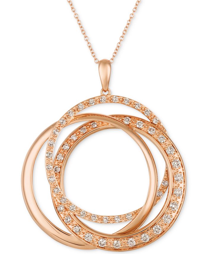 Le Vian - Diamond Interlocking Rings 18" Pendant Necklace (1 ct. t.w.) in 14k Rose,Yellow or Rose Gold