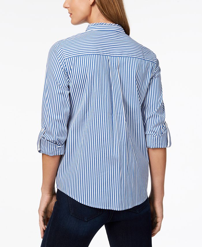Charter Club Striped Embroidered Shirt, Created for Macy's - Macy's