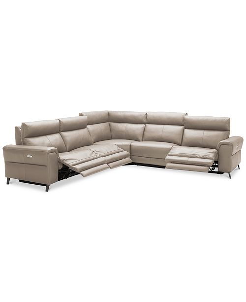 Furniture Raymere 5 Pc Leather Sectional Sofa With 3 Power