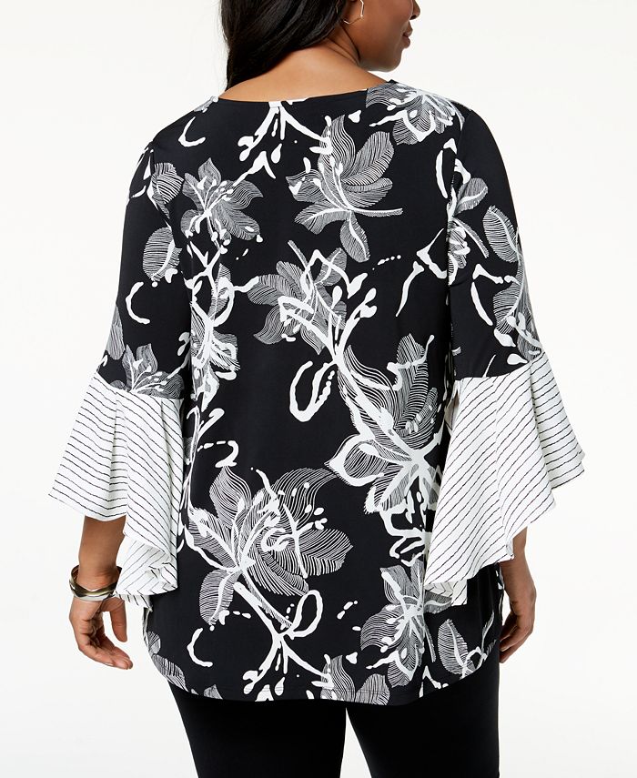 Alfani Plus Size Printed Cap Sleeve Top main image 0