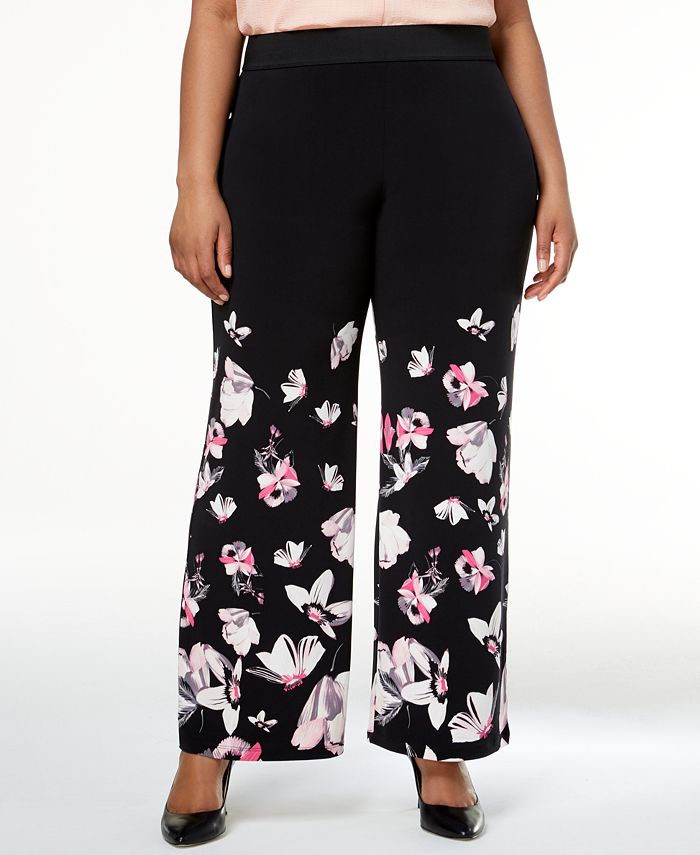 Alfani Plus Size Printed Wide-Leg Pants, Created for Macy's - Macy's